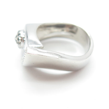 CHUCK CLEMENCY 925 Sterling Silver Real Black & White Diamond Eye Ring Size 5.75