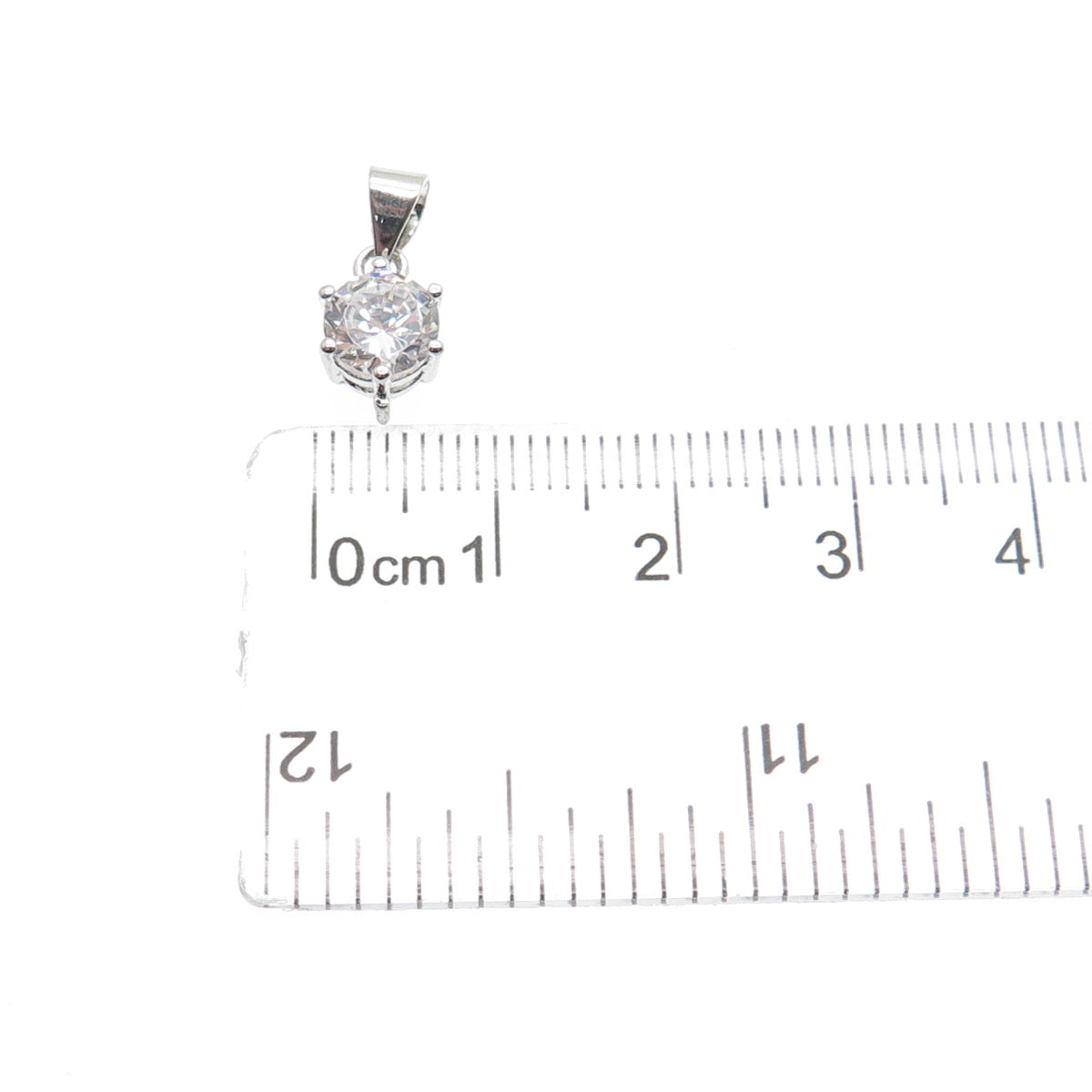925 Sterling Silver Round-Cut C Z Minimalist Charm Pendant