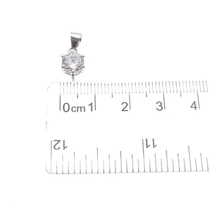 925 Sterling Silver Round-Cut C Z Minimalist Charm Pendant