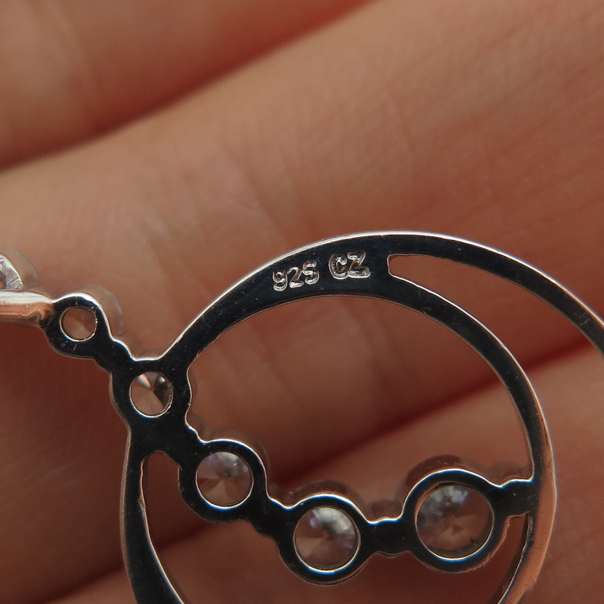 925 Sterling Silver Graduated Round-Cut C Z Multi-Circle Slide Charm Pendant