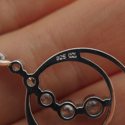 925 Sterling Silver Graduated Round-Cut C Z Multi-Circle Slide Charm Pendant