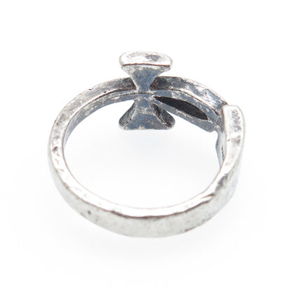 925 Sterling Silver Vintage Egyptian Ankh Oxidized Ring Size 5.75