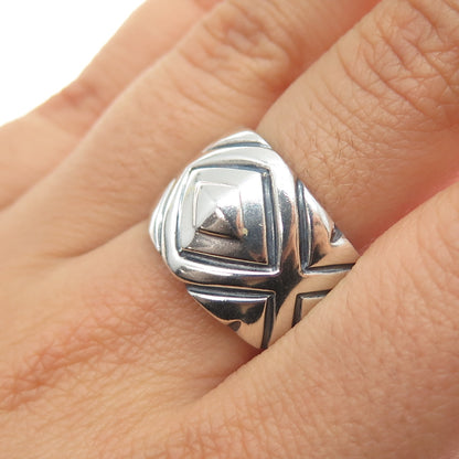 CHAPAL ZENRAY 925 Sterling Silver Vintage Modernist Oxidized Ring Size 8.25