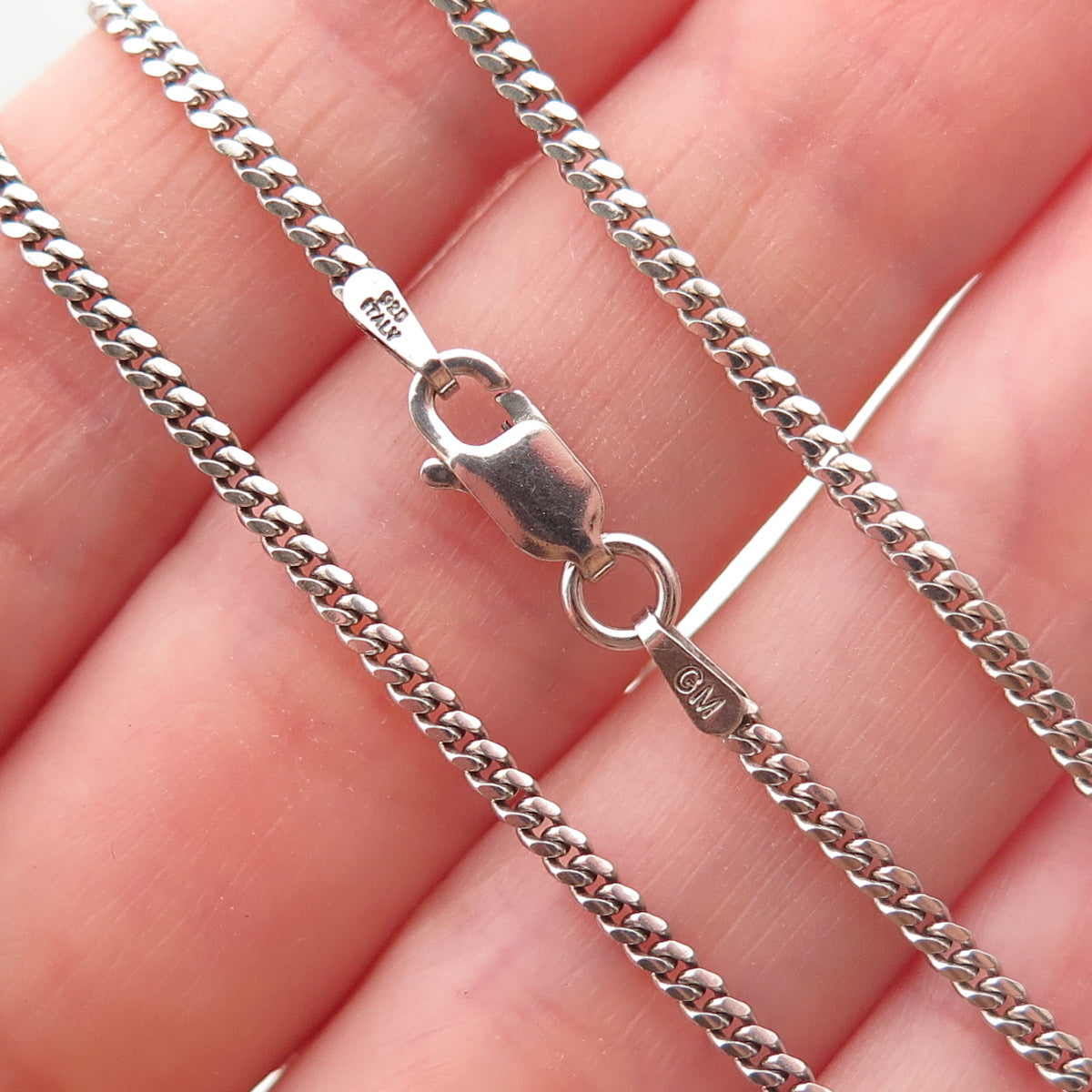 925 Sterling Silver Italy Cuban Chain Necklace 22"