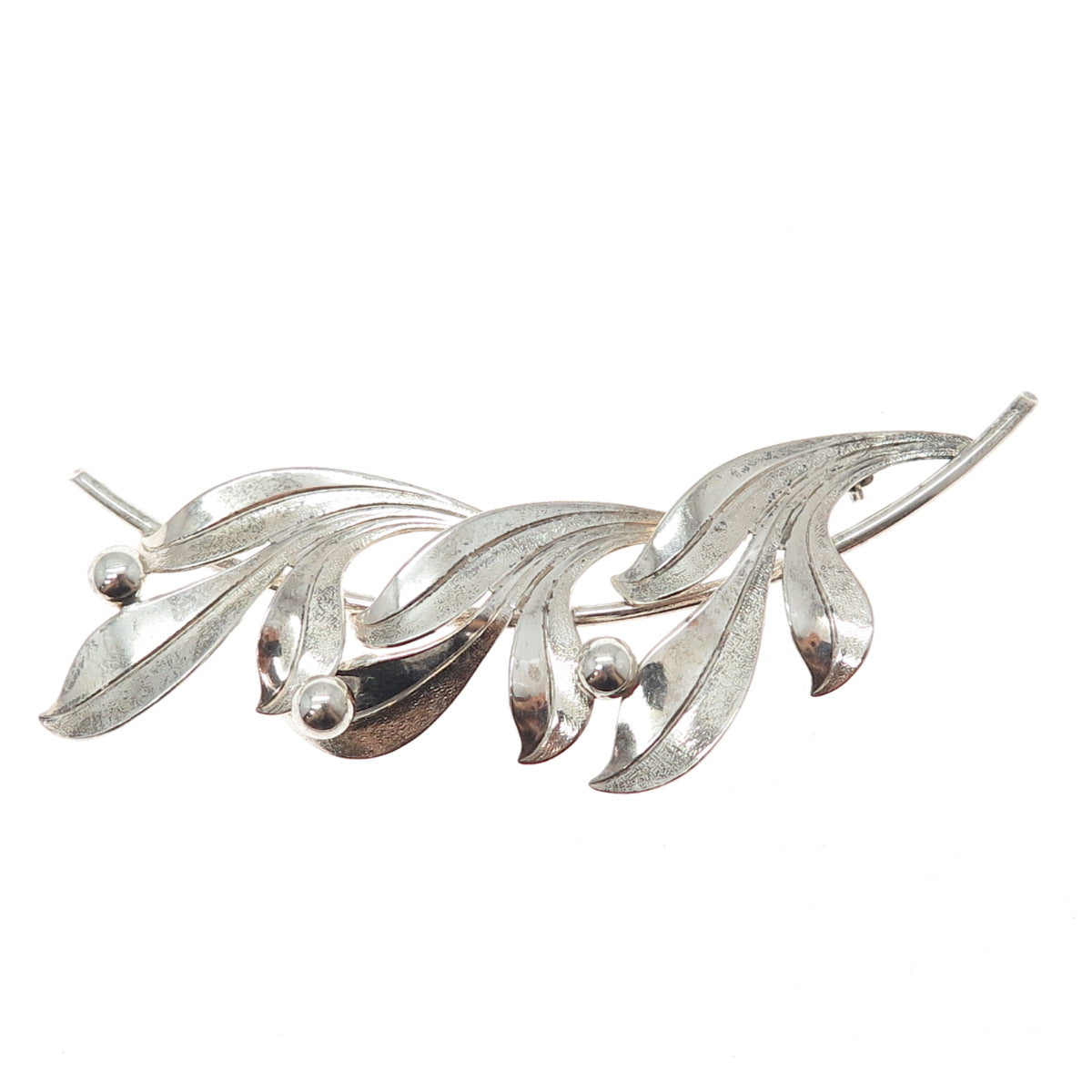 FORSTNER 925 Sterling Silver Antique Art Deco Floral Leaf Pin Brooch
