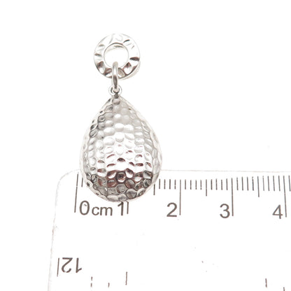 925 Sterling Silver Vintage Hammered Teardrop Slide Charm Pendant