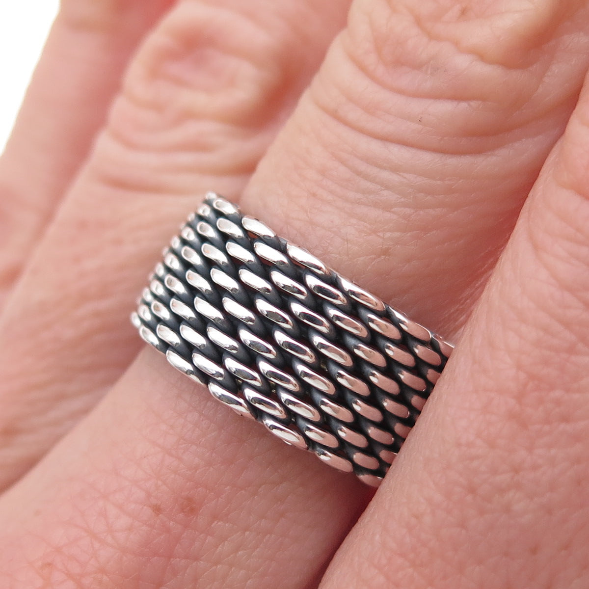 Tiffany & Co. 925 Sterling Silver Vintage Somerset Mesh Ring Size 8