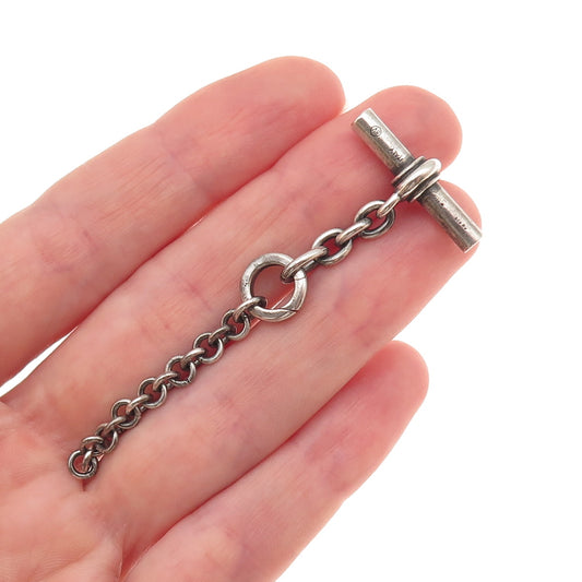 Bottega Veneta 925 Sterling Silver Vintage T-Bar Necklace Lock Clasp Extender