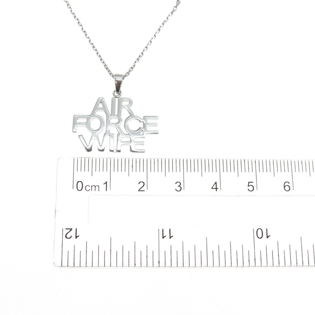 925 Sterling Silver Air Force Wife Pendant Cable Chain Necklace 18"