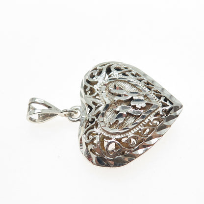 CHAPAL ZENRAY 925 Sterling Silver Vintage Ornate Heart Charm Pendant