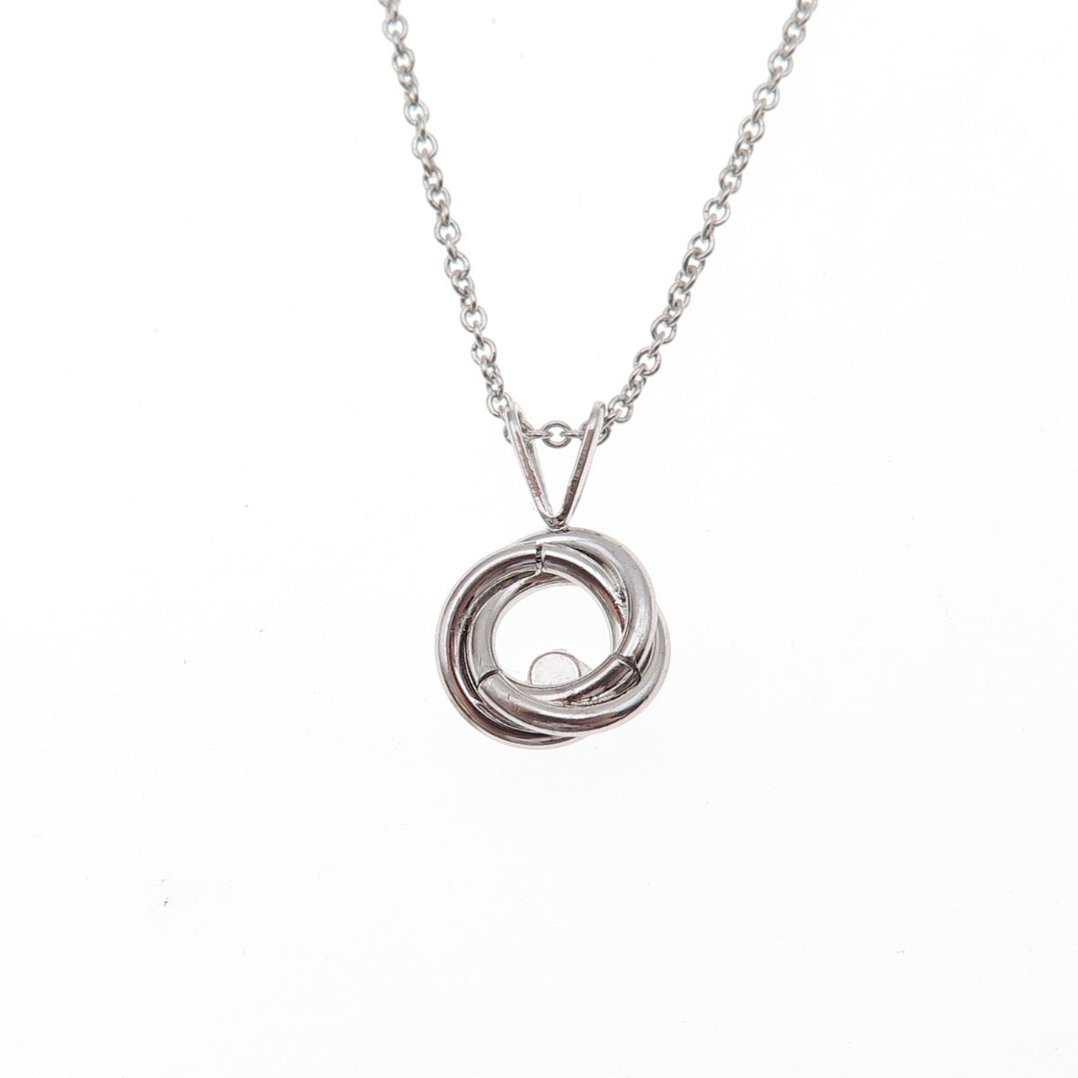925 Sterling Silver Italy Round-Cut C Z Trinity Cable Chain Necklace 18"