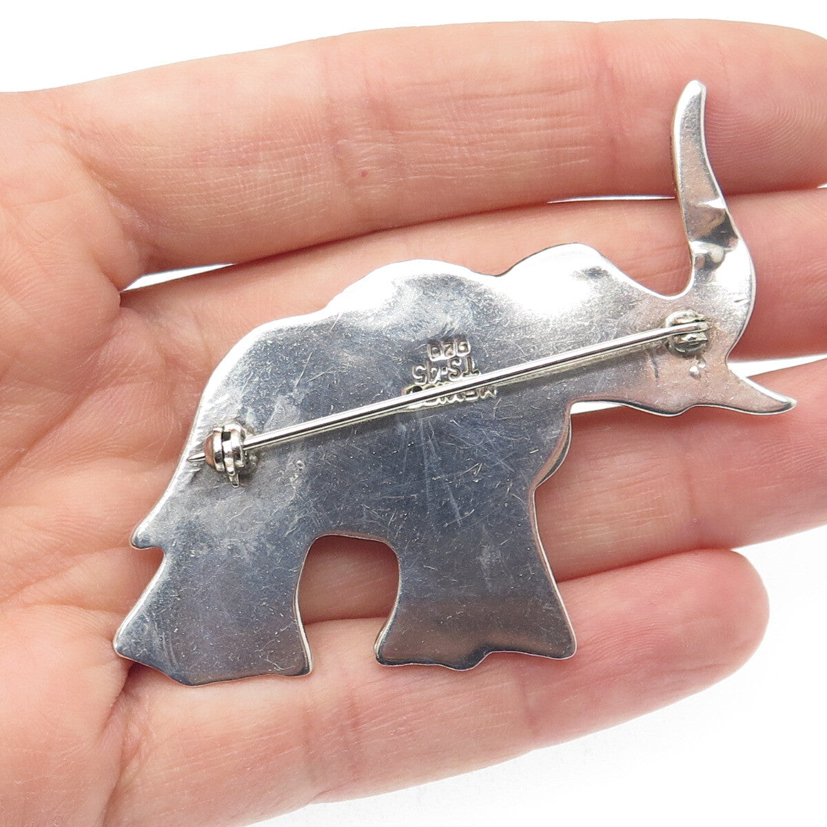 925 Sterling Silver Vintage Mexico Elephant Pin Brooch