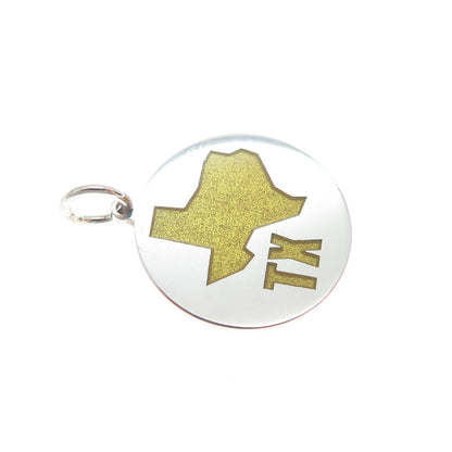 925 Sterling Silver Yellow Enamel Texas State Map Minimalist Charm Pendant