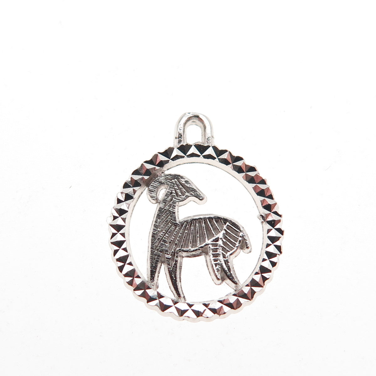 REMBRANDT RJL 925 Sterling Silver Vintage Aries Zodiac Diamond-Cut Mini Pendant