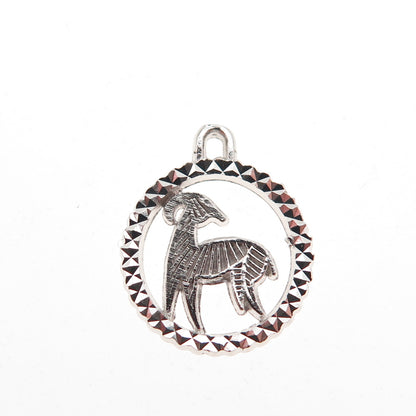 REMBRANDT RJL 925 Sterling Silver Vintage Aries Zodiac Diamond-Cut Mini Pendant