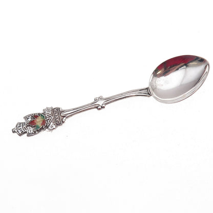 Ecco 925 Sterling Silver Antique Art Deco Enamel Canada Maple Leaf Coffee Spoon