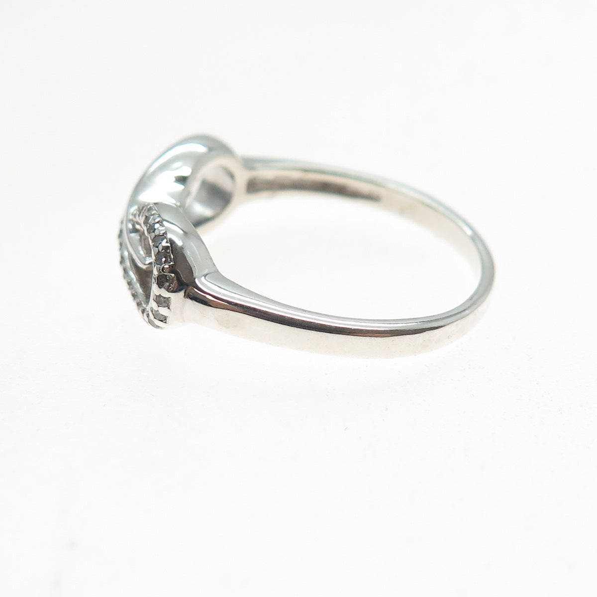 925 Sterling Silver Real Round-Cut Diamond Infinity Ring Size 8