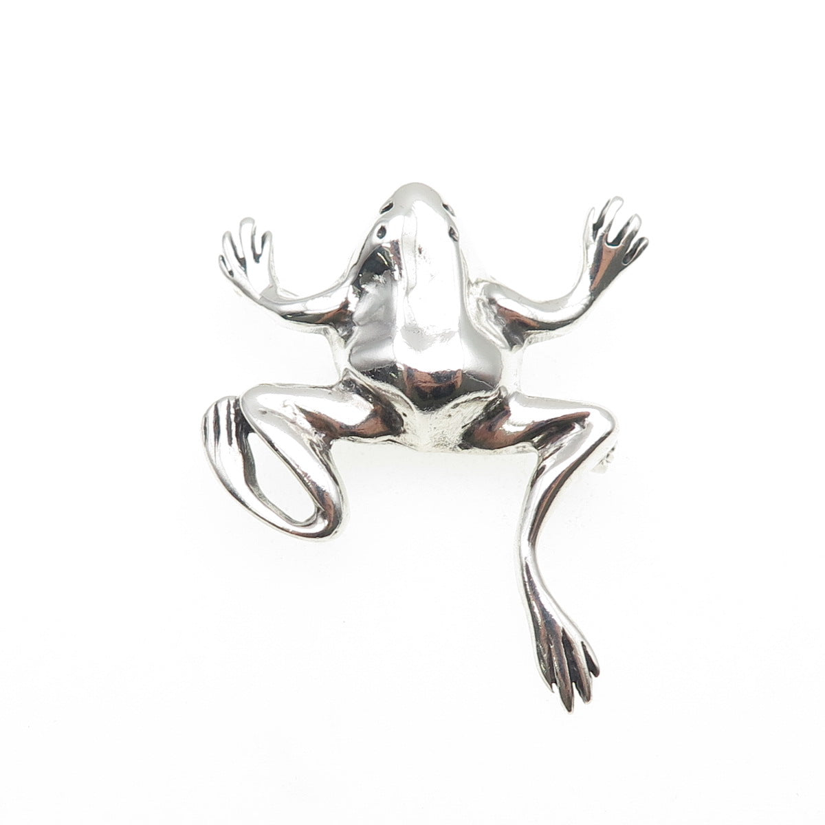 925 Sterling Silver Vintage Frog For Good Luck Oxidized Pin Brooch