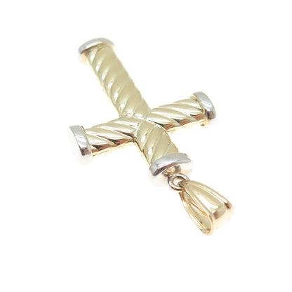 14K Yellow Gold Twisted Cross Religious Charm Pendant