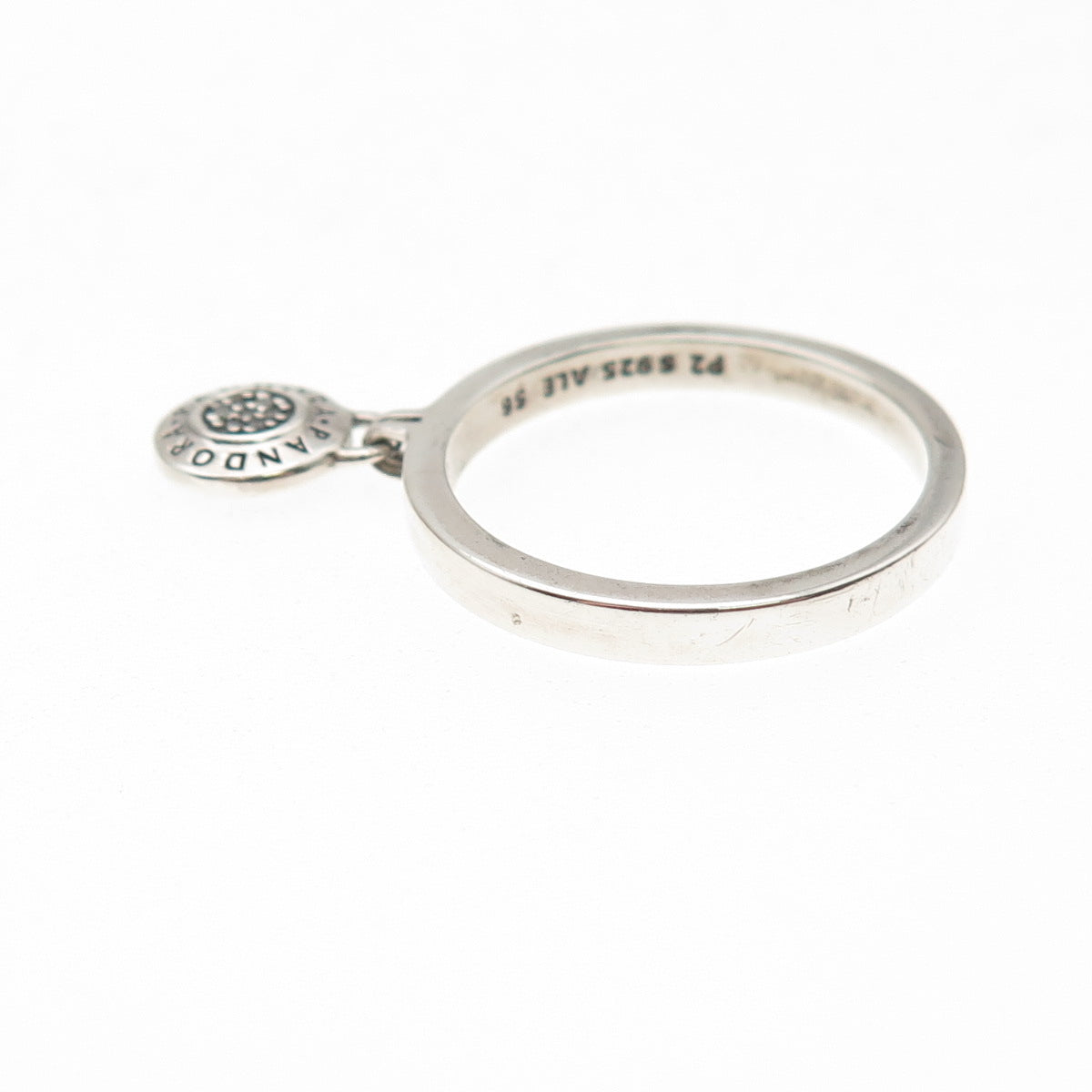 Pandora 925 Sterling Silver C Z Signature Logo Padlock Charm Ring Size 7.75