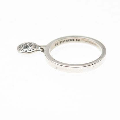 Pandora 925 Sterling Silver C Z Signature Logo Padlock Charm Ring Size 7.75