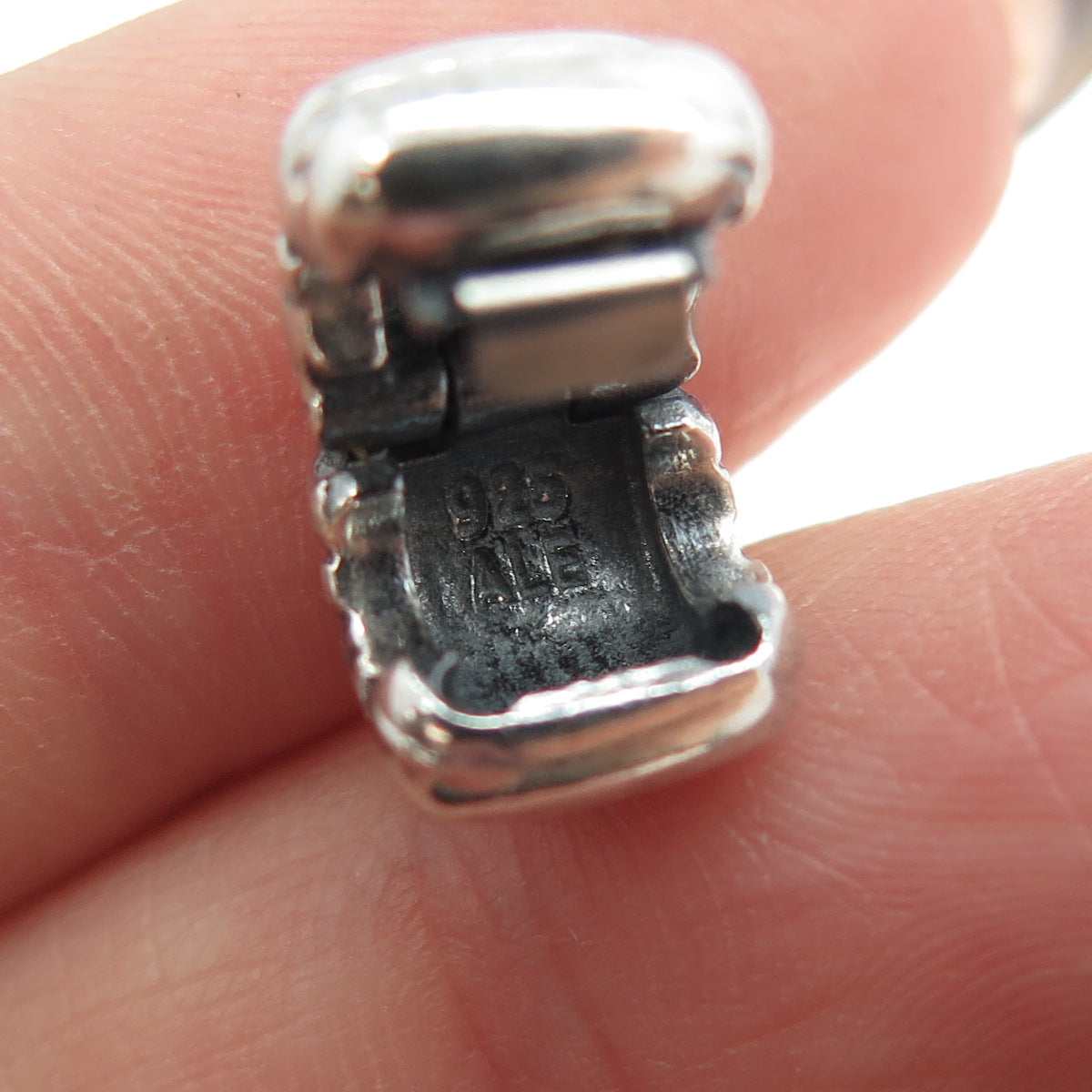 PANDORA 925 Sterling Silver Ridges Barrel Clip Charm