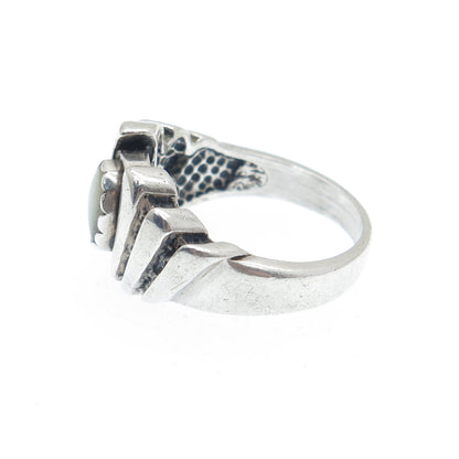 WHEELER MFG CO. 925 Sterling Silver Vintage Real MOP Oxidized Ring Size 5