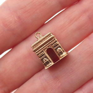 18K Gold Antique Arc de Triomphe 3D Charm Pendant