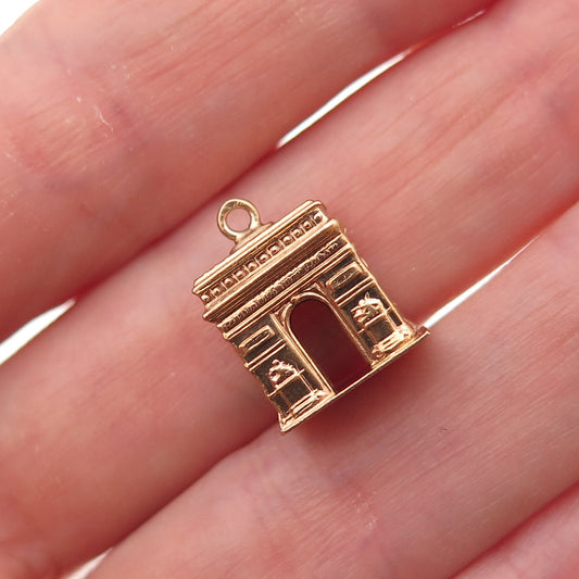18K Gold Antique Arc de Triomphe 3D Charm Pendant
