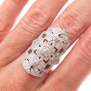 925 Sterling Silver Round-Cut C Z Statement Ring Size 6