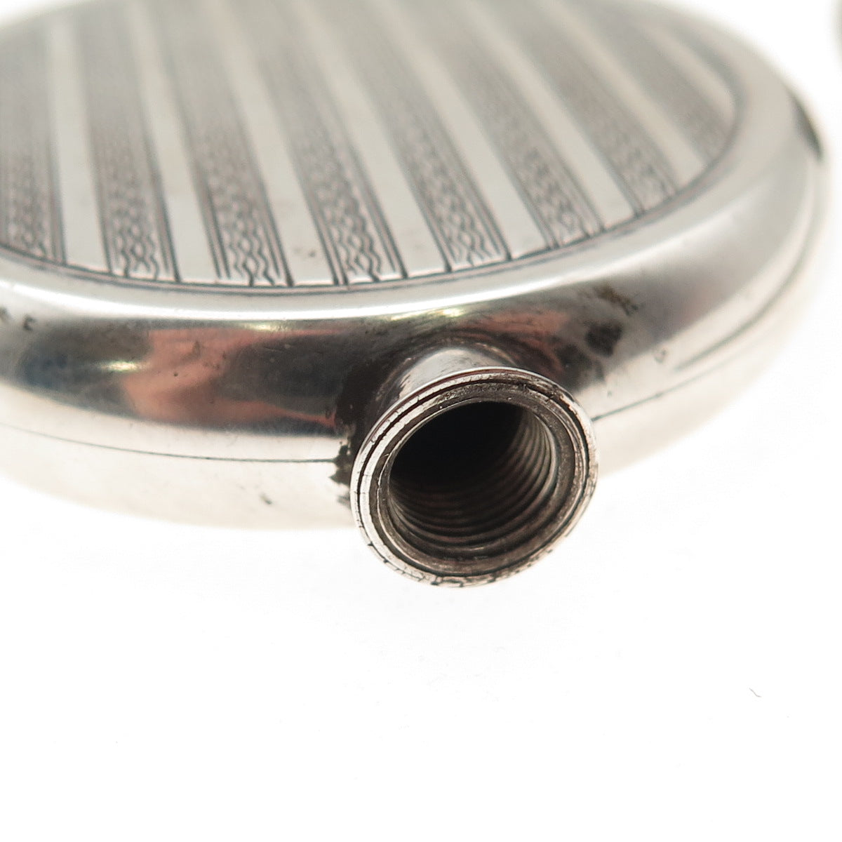 900 Silver Antique Art Deco Oxidized Round Perfume Bottle