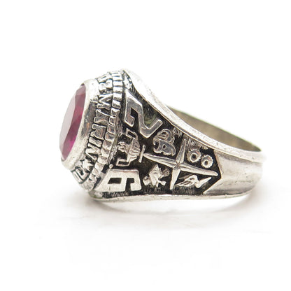 925 Sterling Silver Vintage 1992 Lab-Ruby Luis Munoz Marin School Ring Size 7.75