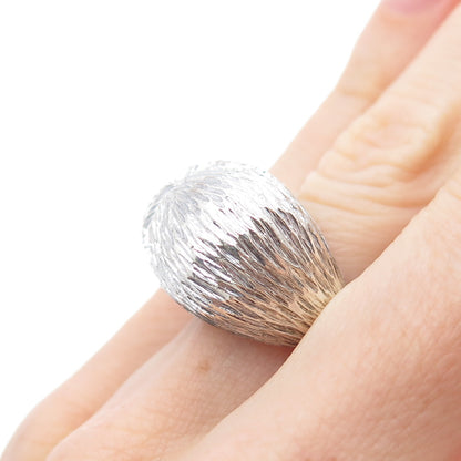 925 Sterling Silver Vintage Modernist Dome Oxidized Ring Size 5.75