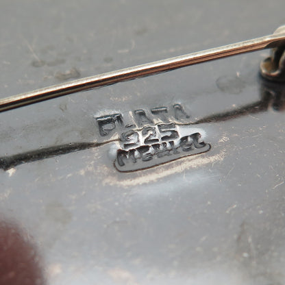 925 Sterling Silver 2-Tone Vintage Mexico Sun Beaded Oxidized Pin Brooch