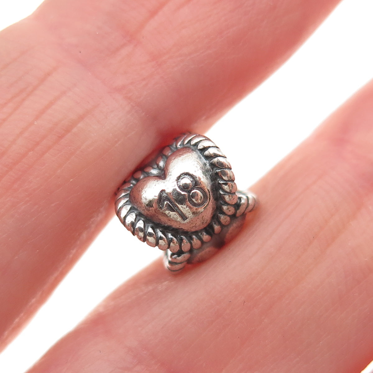 PANDORA 925 Sterling Silver 18th Birthday Heart Slide Bead Charm
