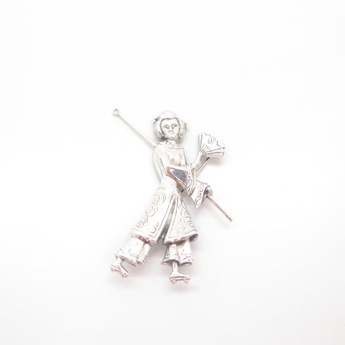 925 Sterling Silver Vintage Lang Japanese Samurai Pin Brooch