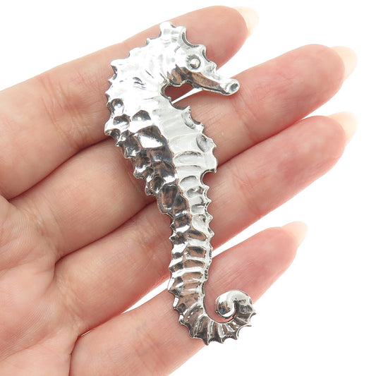 925 Sterling Silver Vintage Seahorse Modernist Pin Brooch