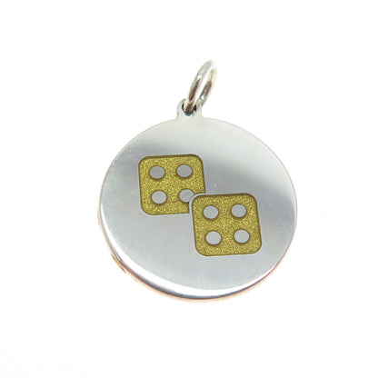 925 Sterling Silver Yellow Enamel Dice for Good Luck Charm Pendant