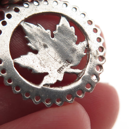 925 Sterling Silver Vintage Maple Leaf Canada Mini Charm Pendant