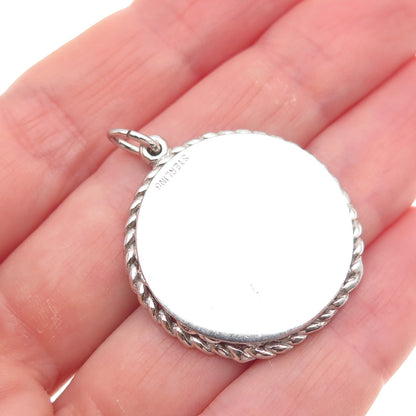 925 Sterling Silver Vintage Happy Anniversary Charm Pendant