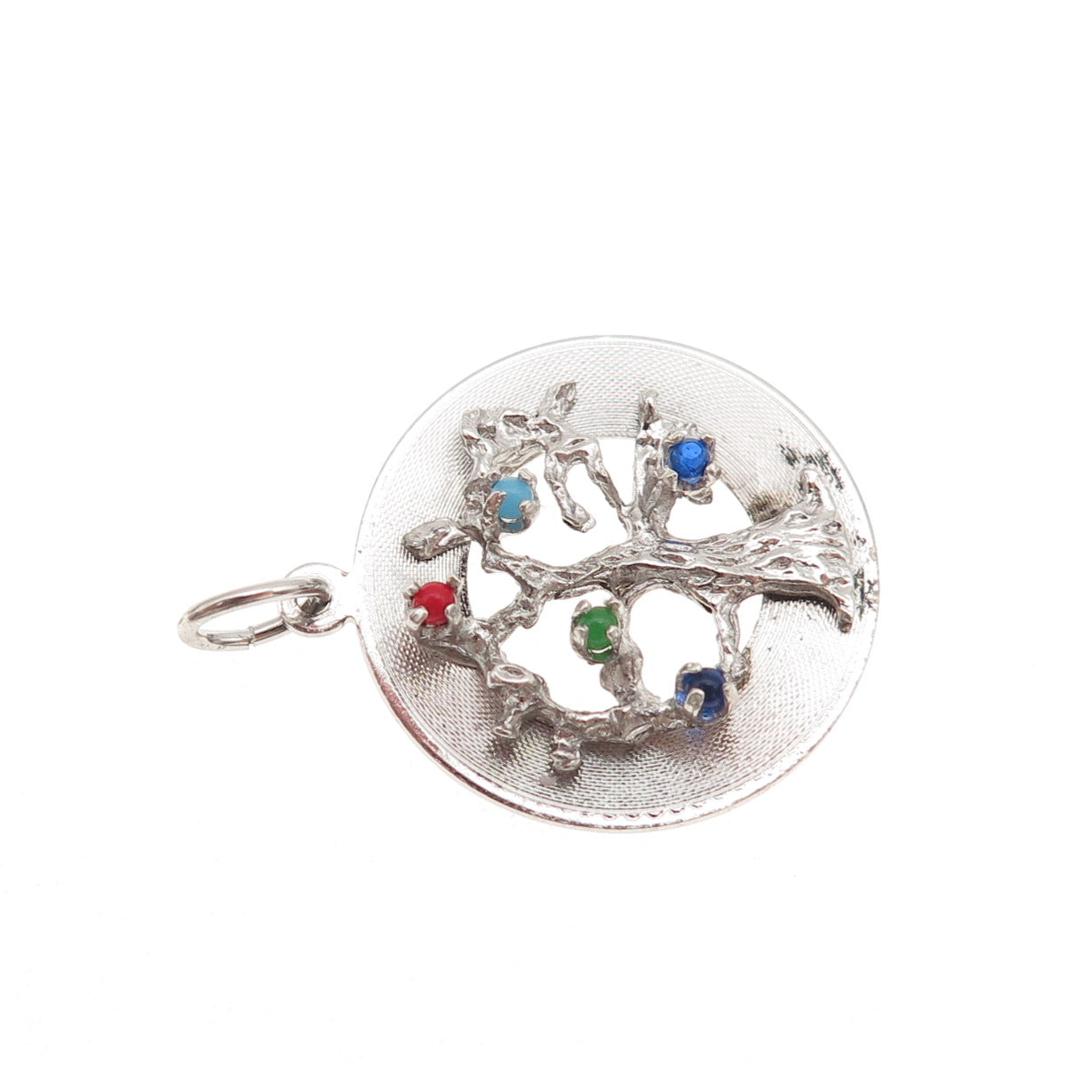 MARK MERCY 925 Sterling Silver Vintage Rhinestone Tree of Life Charm Pendant