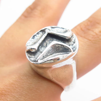 925 Sterling Silver Vintage Wrinkled Oval Ring Size 5.75