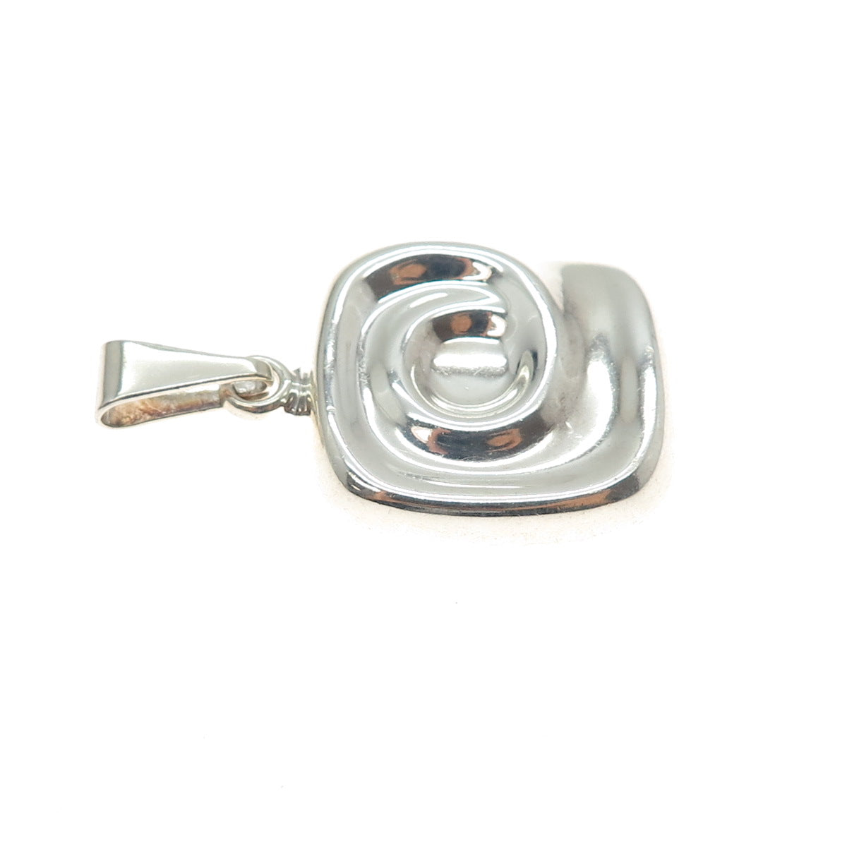 925 Sterling Silver Vintage Modernist Spiral Charm Pendant