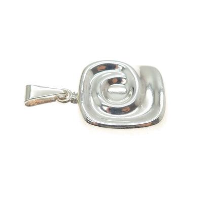 925 Sterling Silver Vintage Modernist Spiral Charm Pendant
