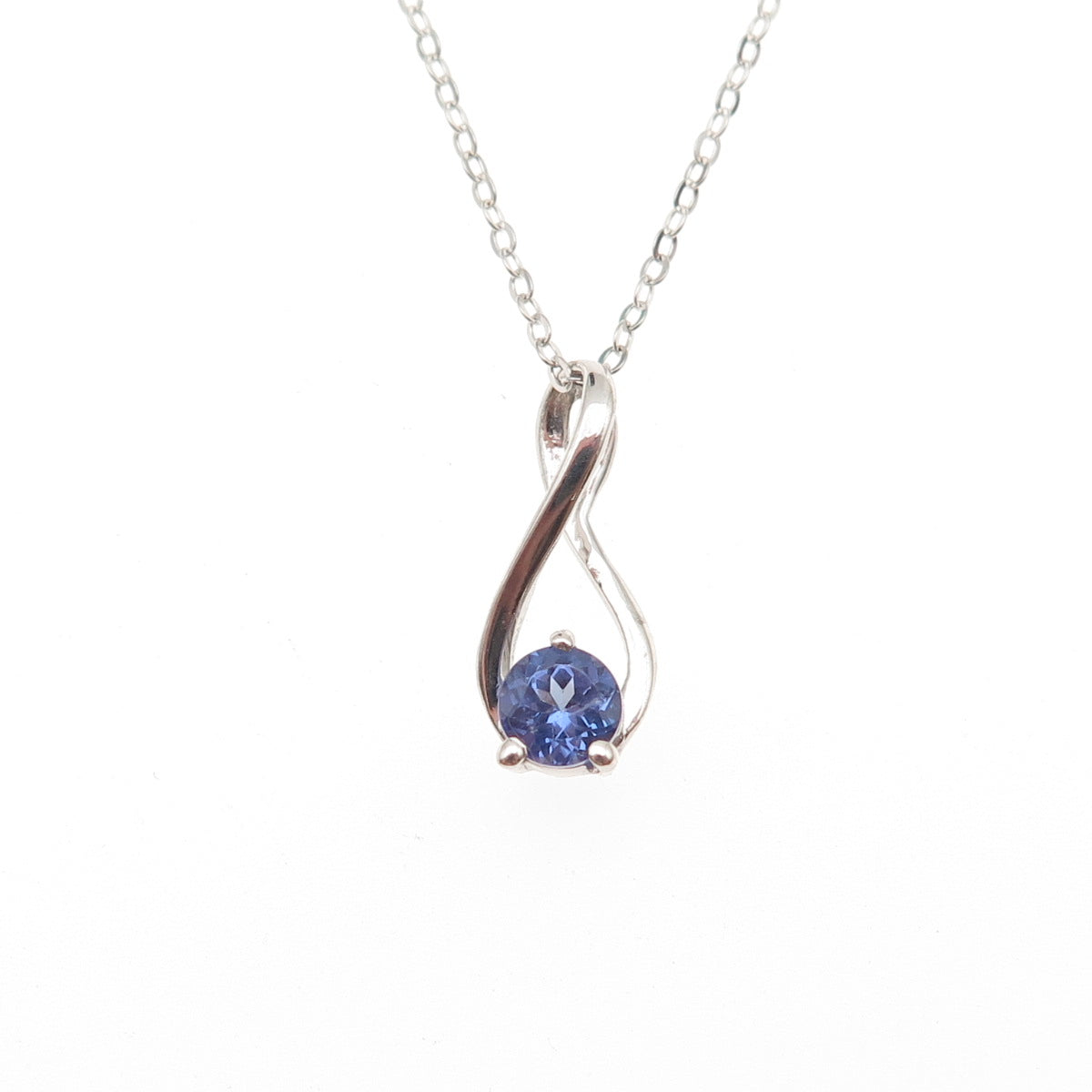 Chuck Clemency 925 Sterling Silver Real Tanzanite Cable Chain Necklace 20"