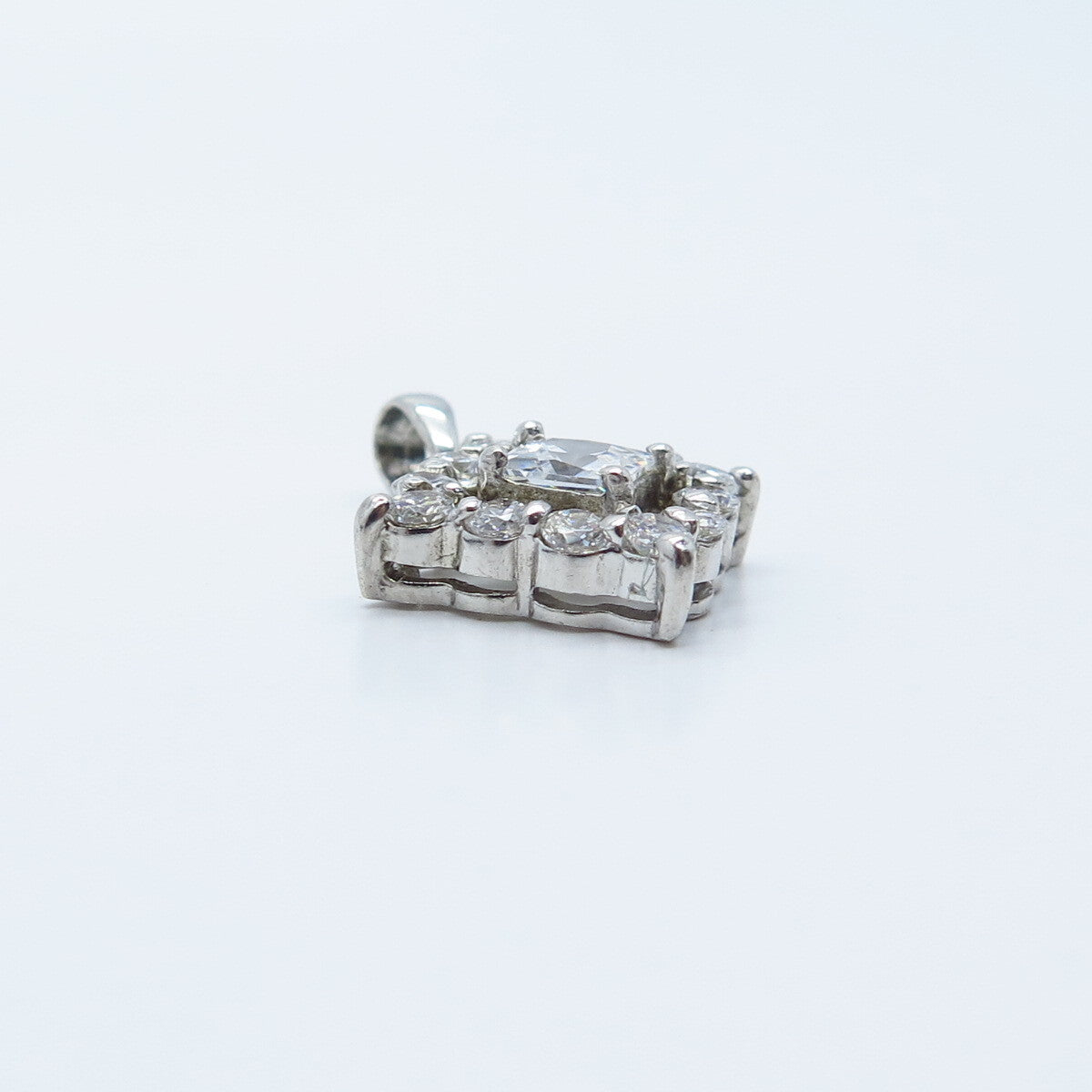 925 Sterling Silver C Z Rhombus Charm Pendant