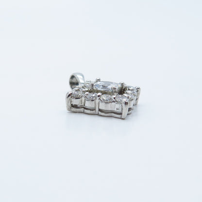 925 Sterling Silver C Z Rhombus Charm Pendant