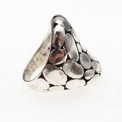 925 Sterling Silver Vintage Modernist Kali Dotted Oxidized Ring Size 7