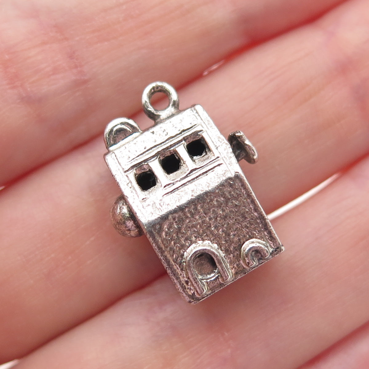 DANECRAFT 925 Sterling Silver Vintage Slot Machine Casino Mini 3D Charm Pendant