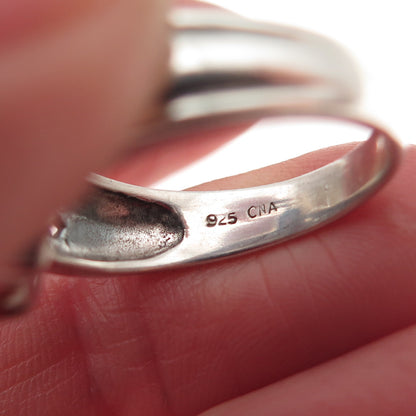 CNA Pranda 925 Sterling Silver Vintage Real Red Garnet Heart Ring Size 7.75